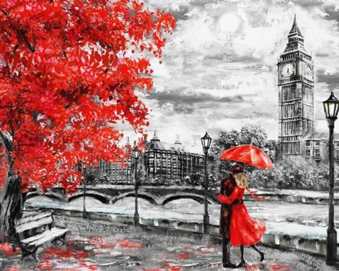 diamantmaling London - sort og rød