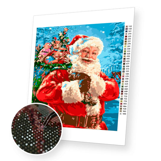 Santa Clause with Christmas Gifts premium diamond painting kit for adults