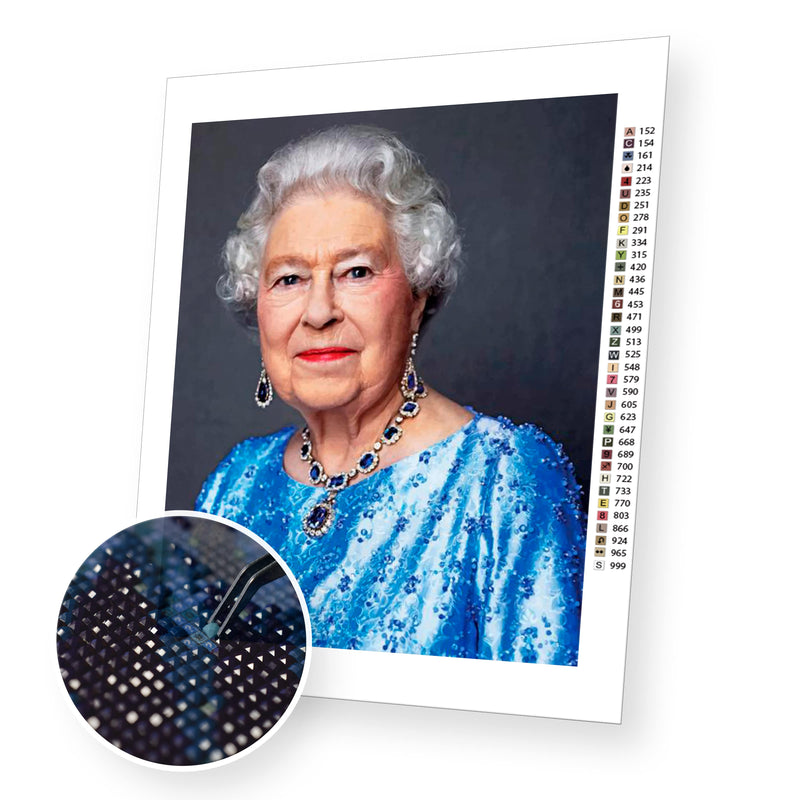 Beautiful Queen Elizabeth II premium diamond painting kit for adults