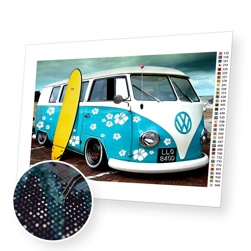 Surfing Car premium diamond painting kit for adults