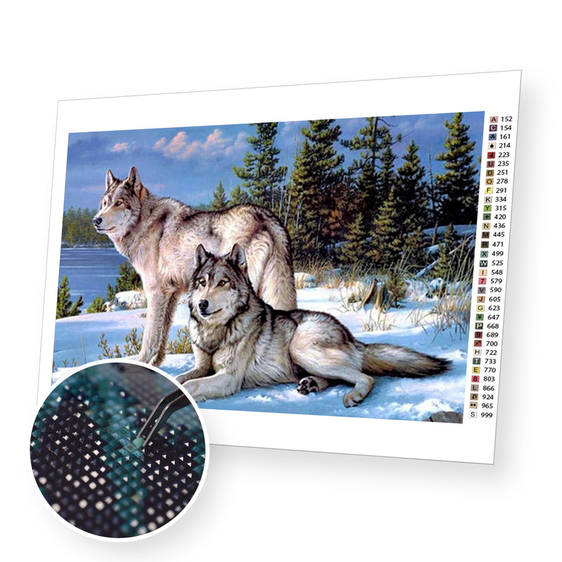 Wolves premium diamond painting kit for adults