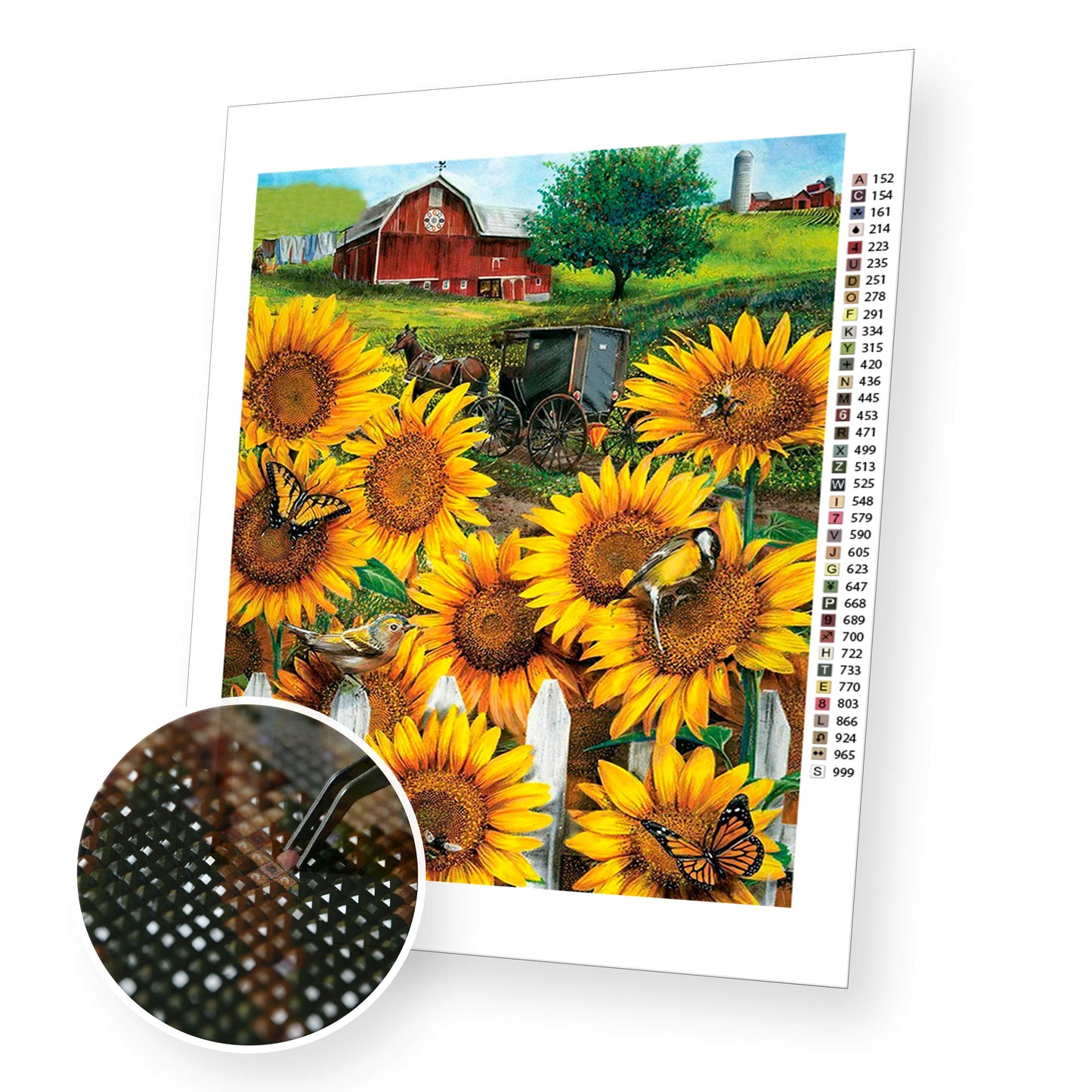 Sunflowers And Butterflies premium diamond painting kit for adults